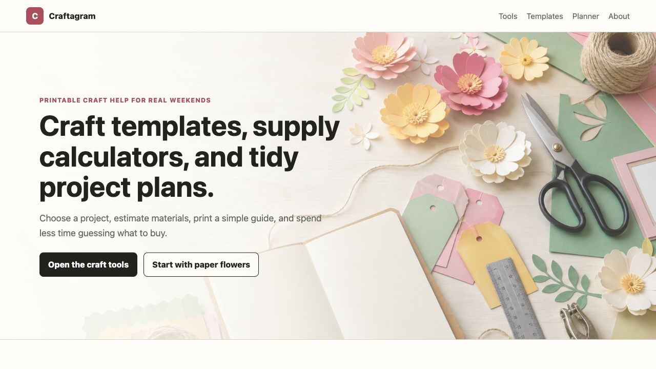 Craftagram planning interface on a clean workspace
